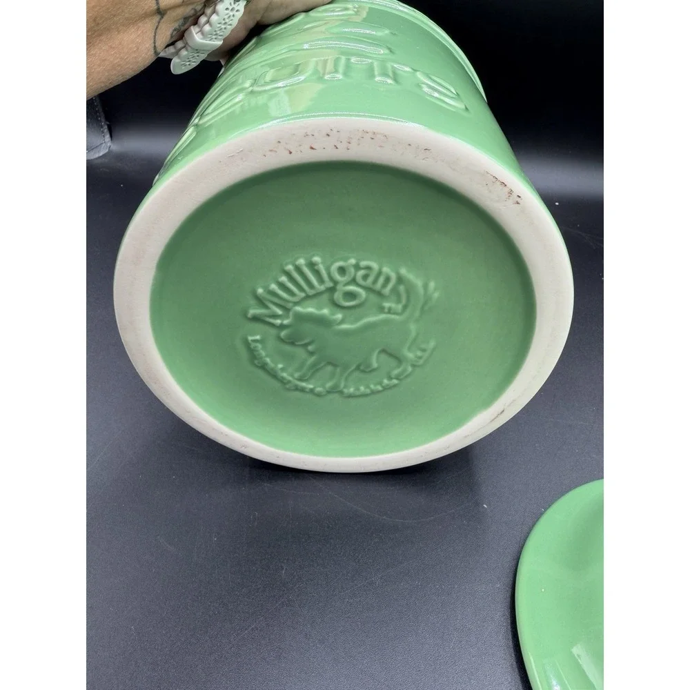 🐾💚 Longaberger Mulligan Dog Biscuit Canister / Jar–Green – Retired Collectible